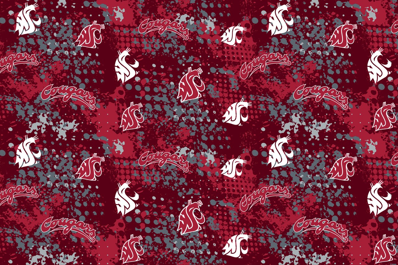 Sykel Enterprises-Washington State University Cotton Fabric-Washington State WSU Cougars Splatter Cotton Quilting Fabric